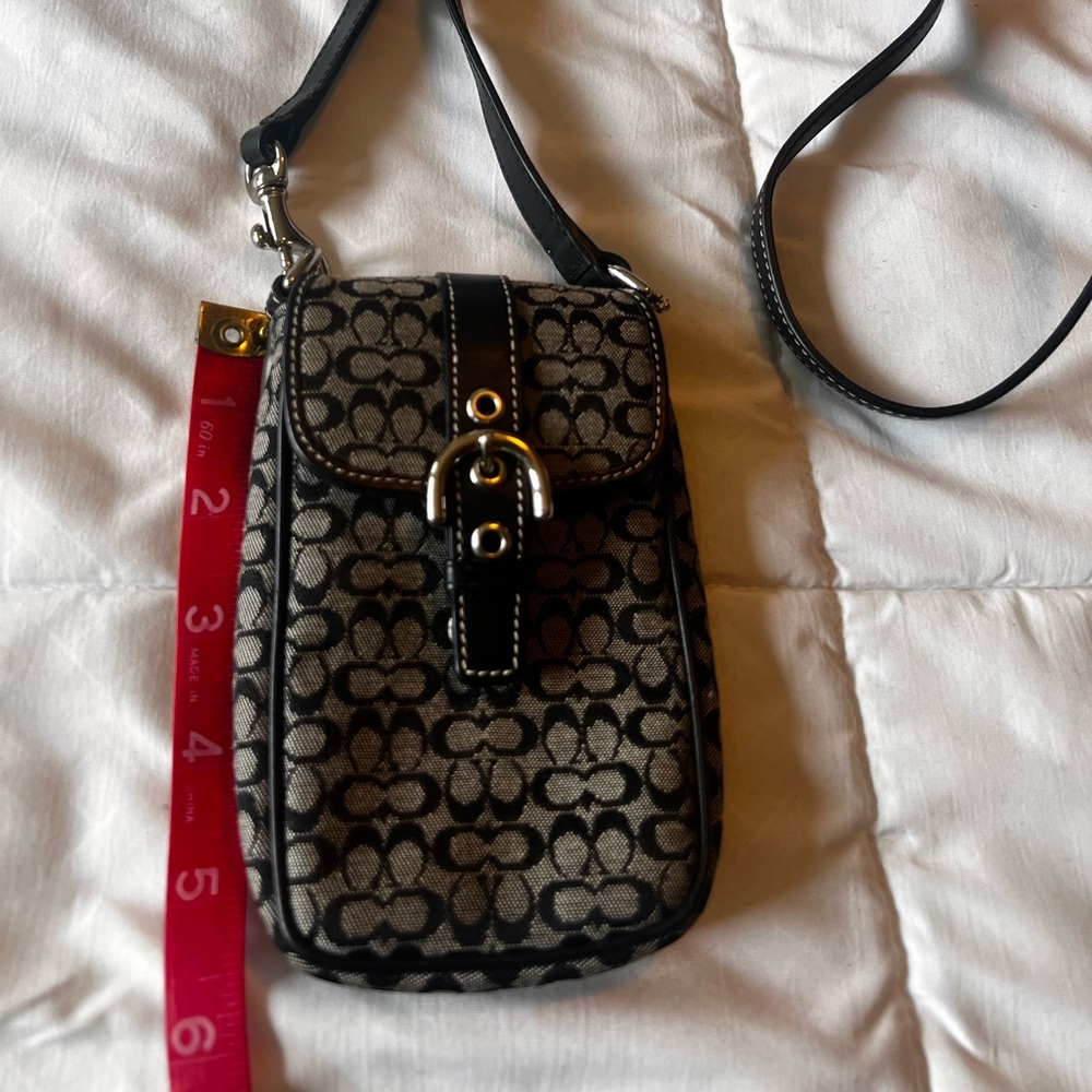 Coach Signature Black and Gray Crossbody Bag - Picture 2 of 7